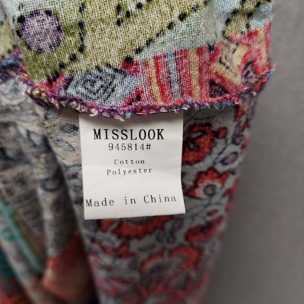 Patchwork Print Maxi Dress Womens XL Boho Festival Colorful Paisley V Neck Indie - Picture 6 of 10